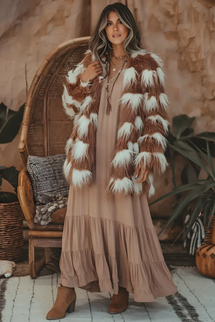 Winter faux fur Coat Outfit