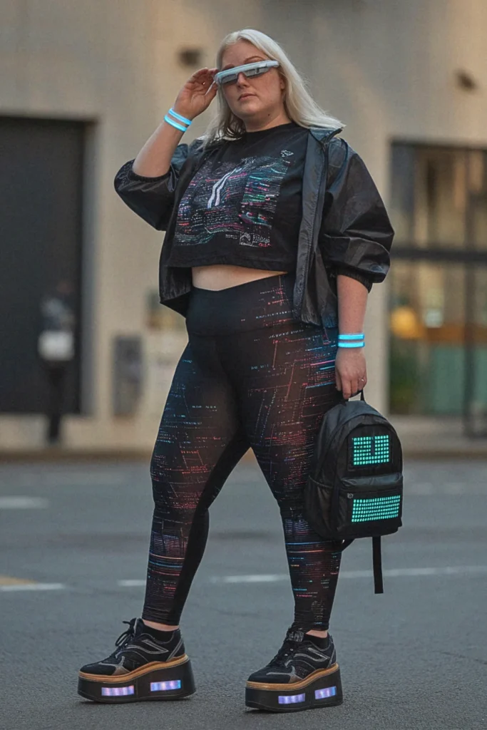 Plus Size Digital Print Streetwear Outfit