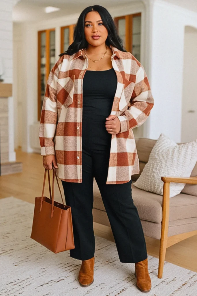 Plus Size Shacket Work Fall Outfit
