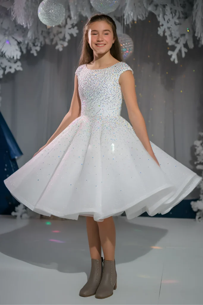 Middle School Winter Dance Rainbow Crystal Dress