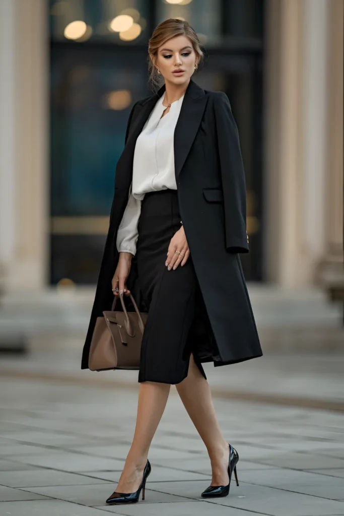 Winter tailored black Coat Outfit