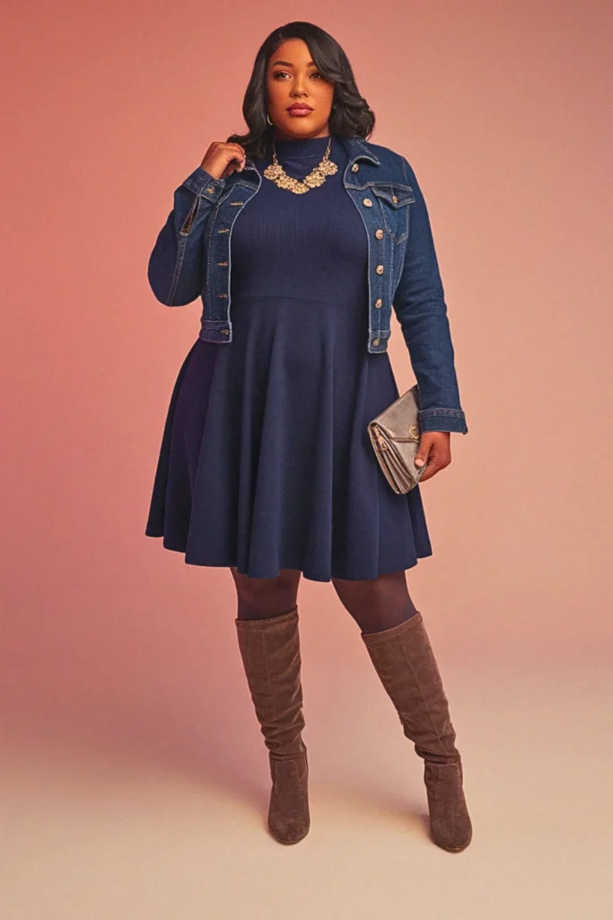 Plus Size Fit and Flare Dress Fall Outfit