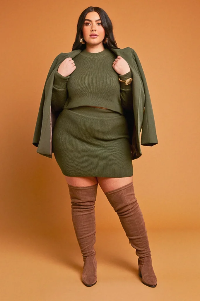 Plus Size Sweater Skirt Set Fall Outfit