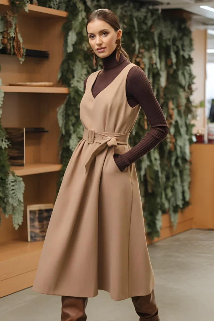 Winter Turtleneck and Midi Skirt Work Outfit