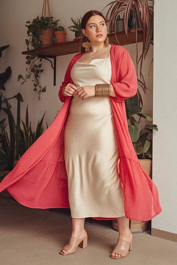 Plus Size Summer Duster-Dress Combo Party Outfit
