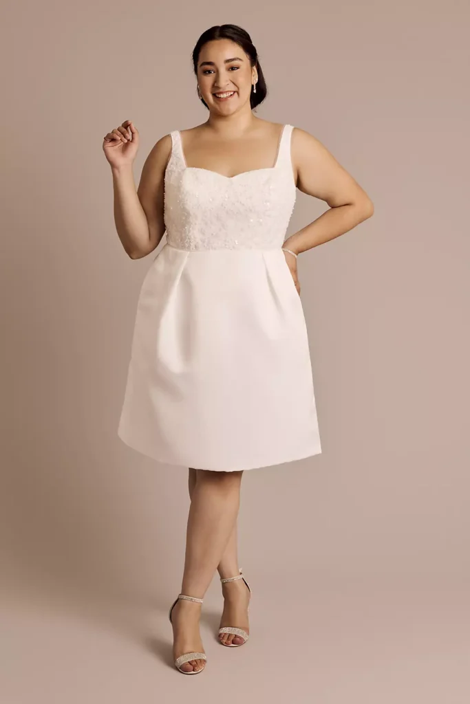 Satin Tank Mini Dress with 3D Beaded Flowers