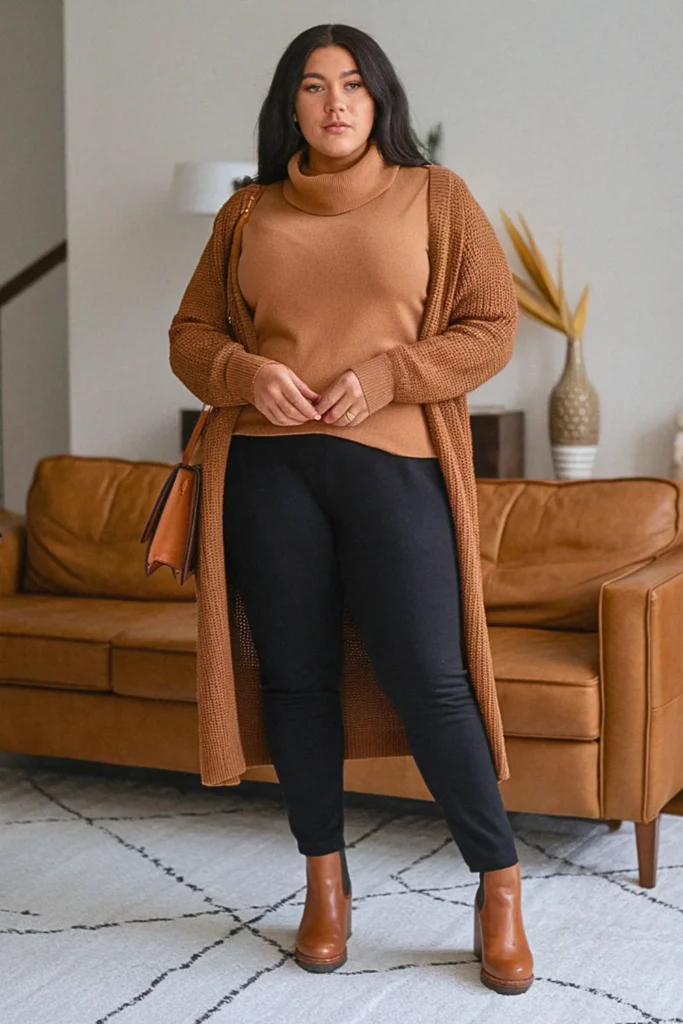 Plus Size Cowl Neck Sweater with Ponte Pants Fall Outfit