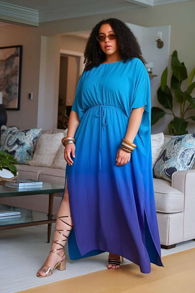 Plus Size Gradient OmbreÌ Kaftan Summer Outfit