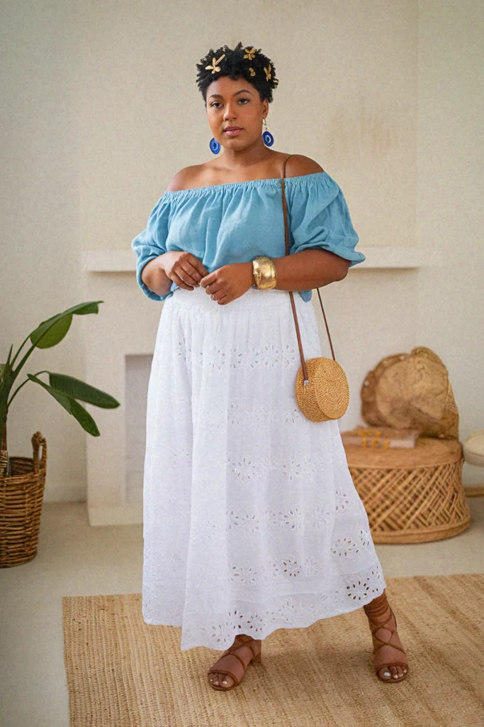 Plus Size Summer Greek Goddess Long Skirt Outfit