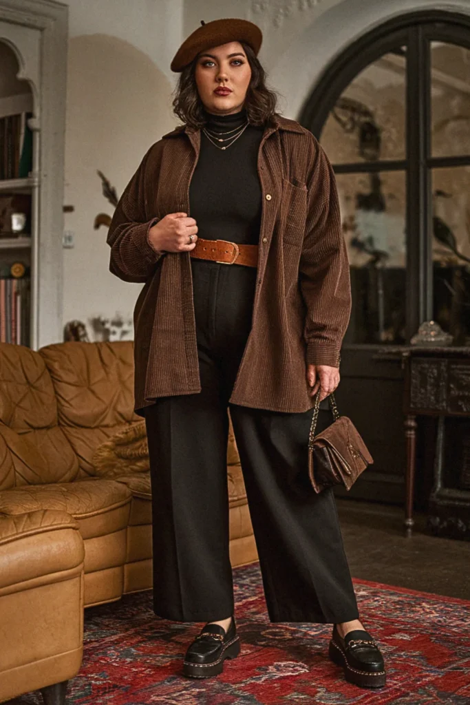 Plus Size Thrifted Corduroy Jacket Fall Outfit