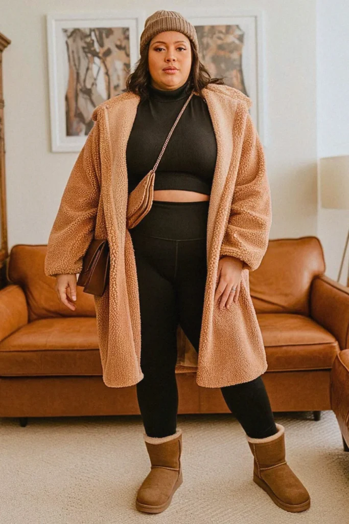 Plus Size Fall Teddy Coat Cozy Autumn Outfit