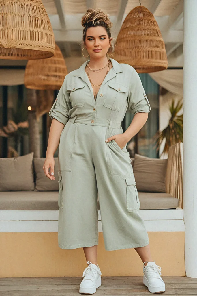 Plus Size Summer Utility Jumpsuit Vacation Outfit