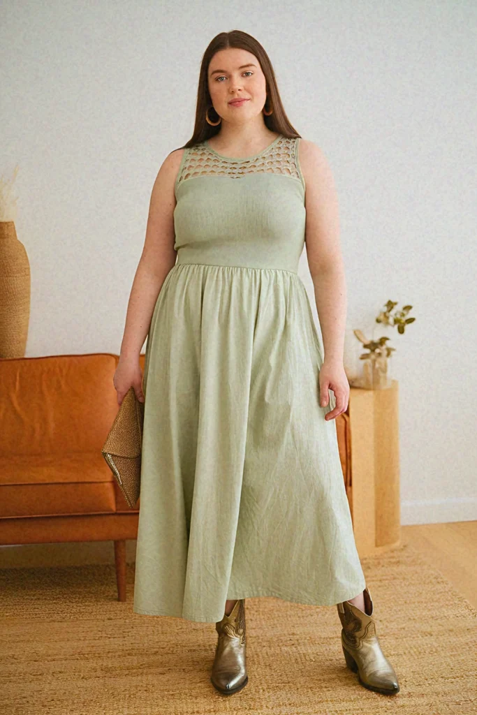 Plus Size Summer Crochet Detail Maxi Nashville Outfit