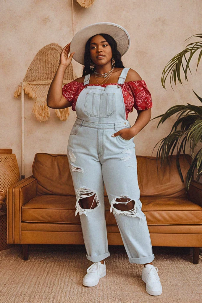 Plus Size Summer Denim Overalls Nashville Outfit
