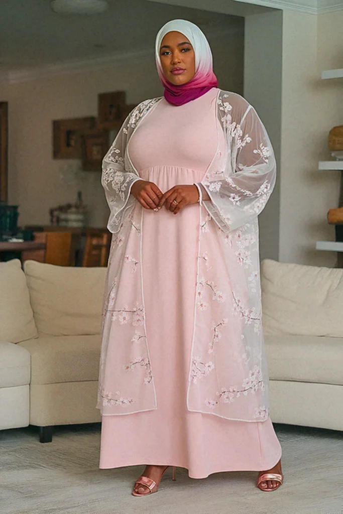 Cherry Blossom Overlay Modest Hijabi Outfit
