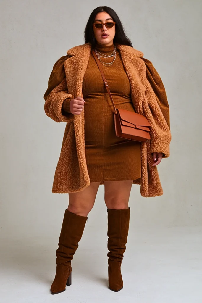Plus Size Corduroy Mini Dress Fall Outfit