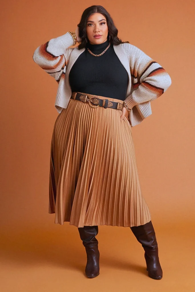 Plus Size Midi Skirt Fall Outfit