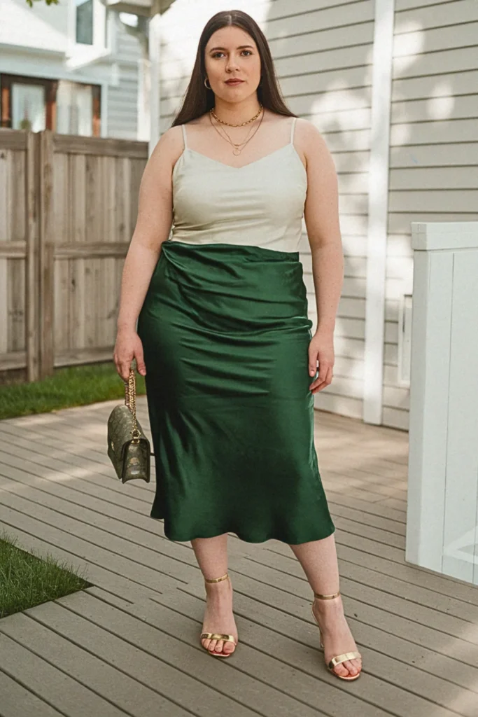 Plus Size Satin Slip Skirt Combo Summer Outfit