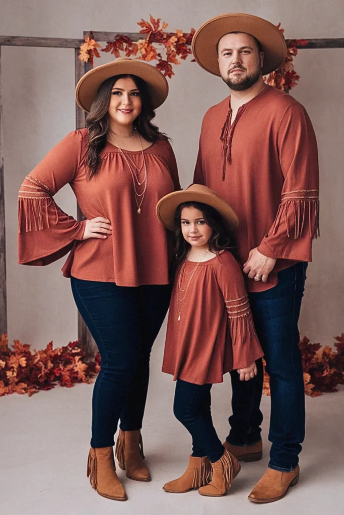 Plus Size Fall Rust Colored Peasant Blouse Family Outfit