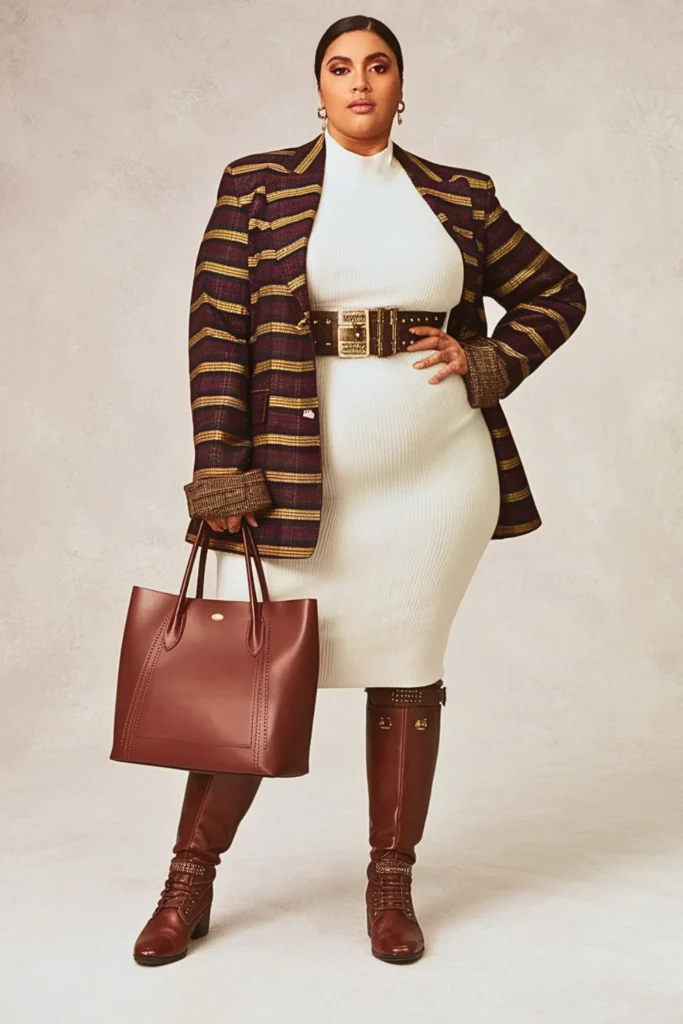 Plus Size White Dress Fall Outfit