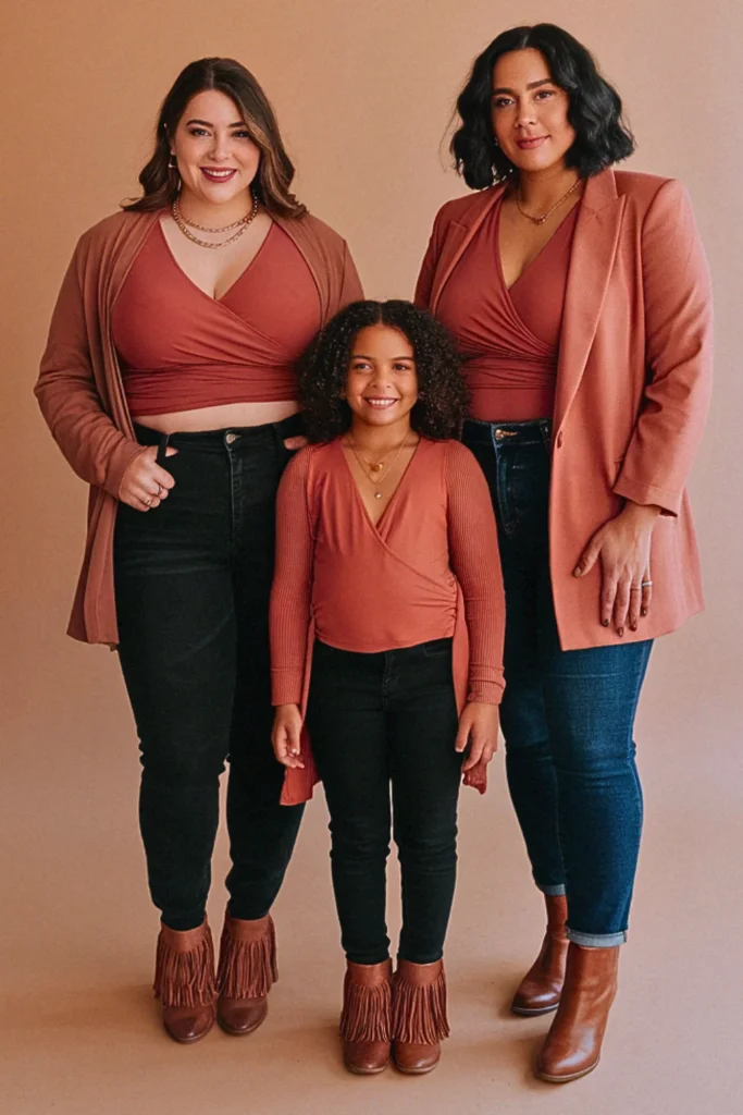 Plus Size Fall Terracotta Wrap Top Family Outfit