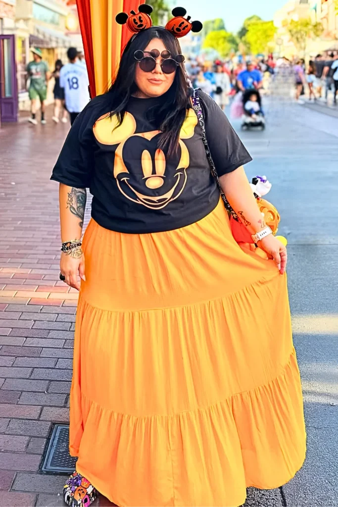 Halloween Mickey Orange Maxi Dress and Mouse Ears