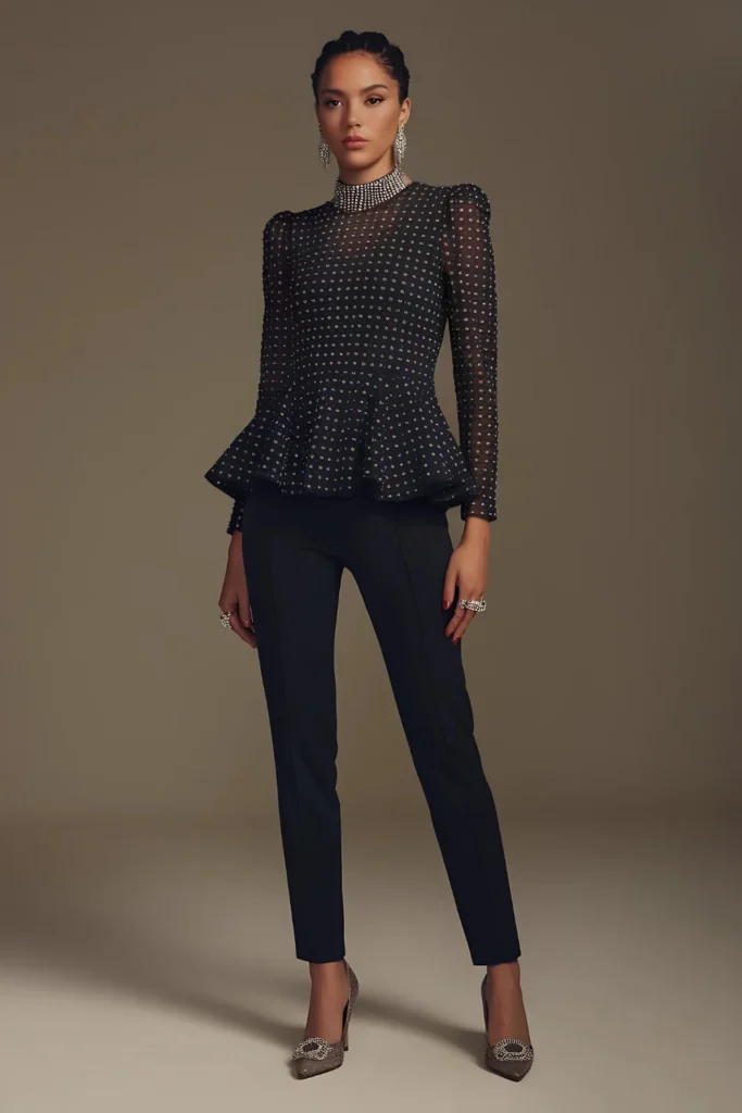 Classy New Years Eve Peplum Top Dress Outfit