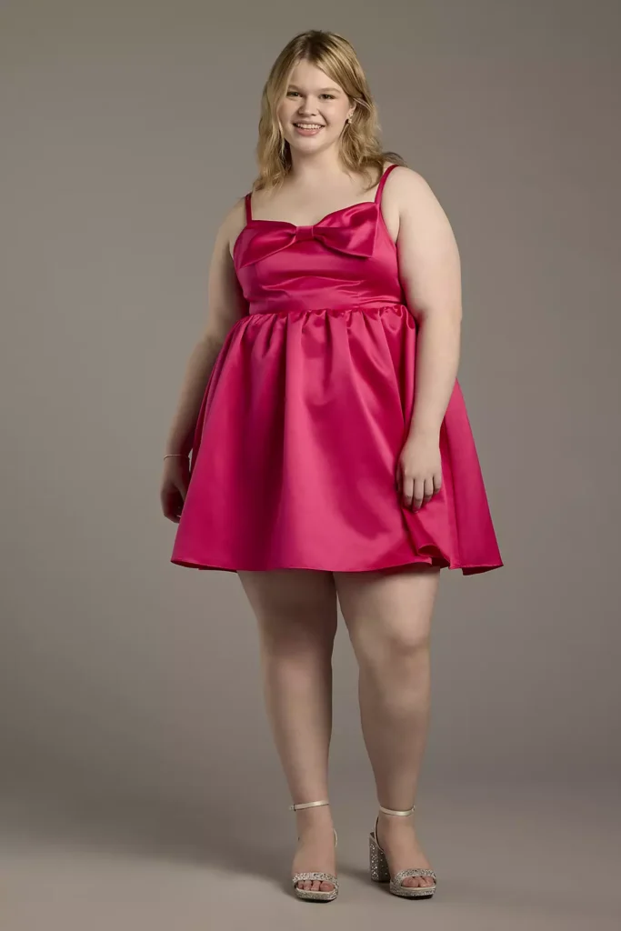 Bow Bodice Satin A-Line Mini Dress