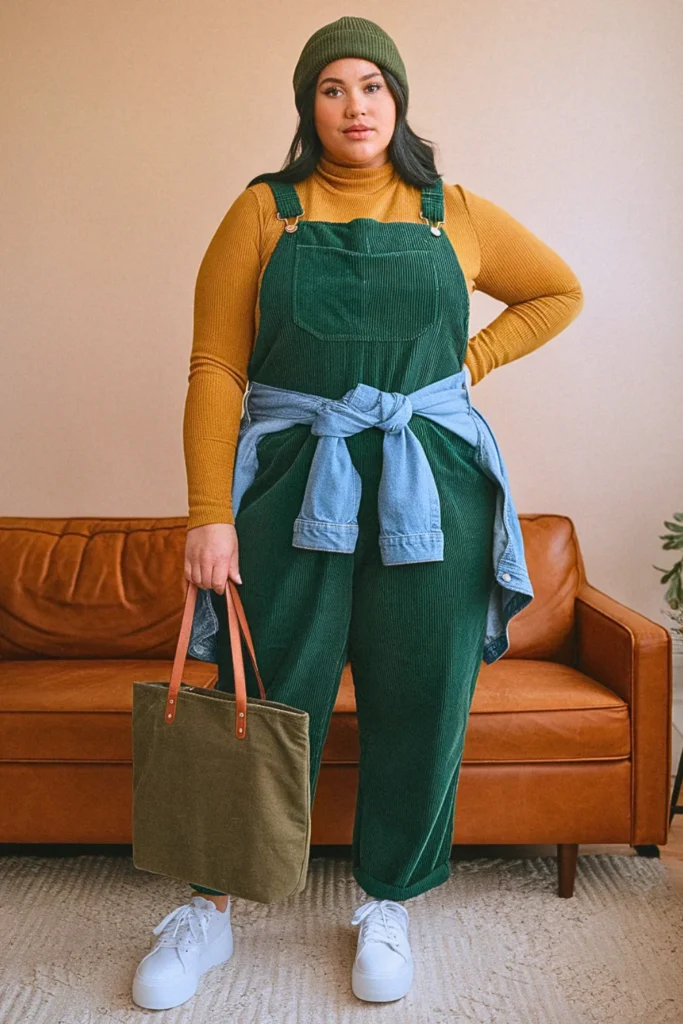 Plus Size Corduroy Overall Jumpsuit Fall Outfit