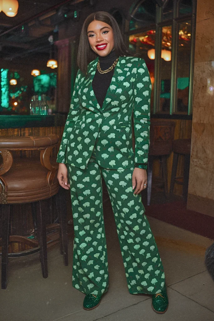 Shamrock Suit and Glittery Green Oxfords St. Patrick's Day Outfit