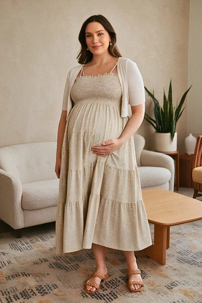 Plus Size Summer Tiered Sundress Pregnancy Outfit