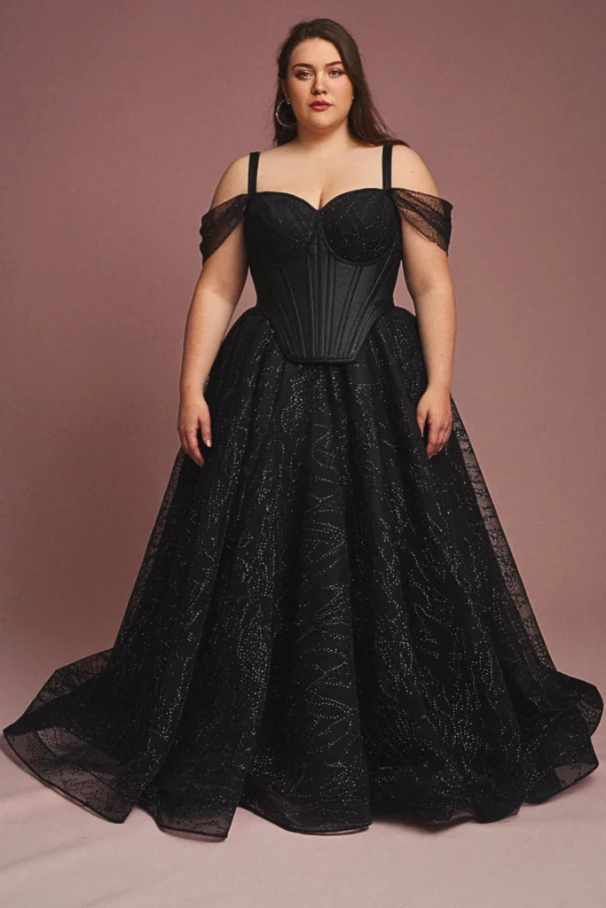 Plus Size Convertible Multi-Way Black Wedding Dress