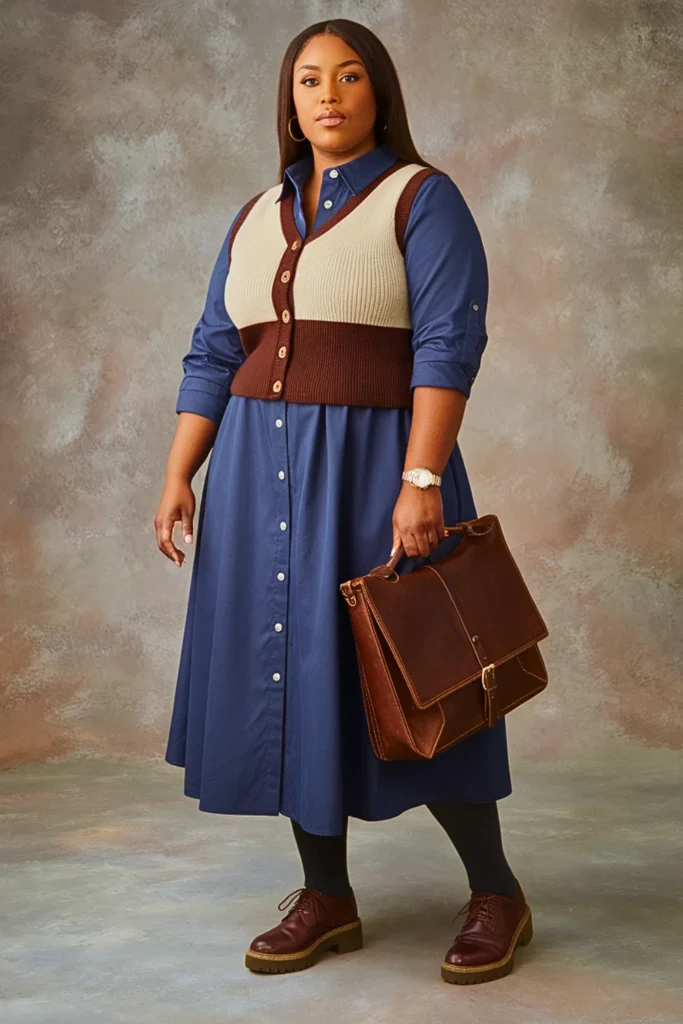 Plus Size Button-Down Dress Fall Outfit