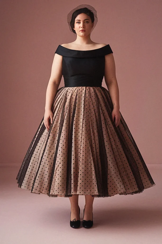 Plus Size Tea-Length Black Wedding Dress