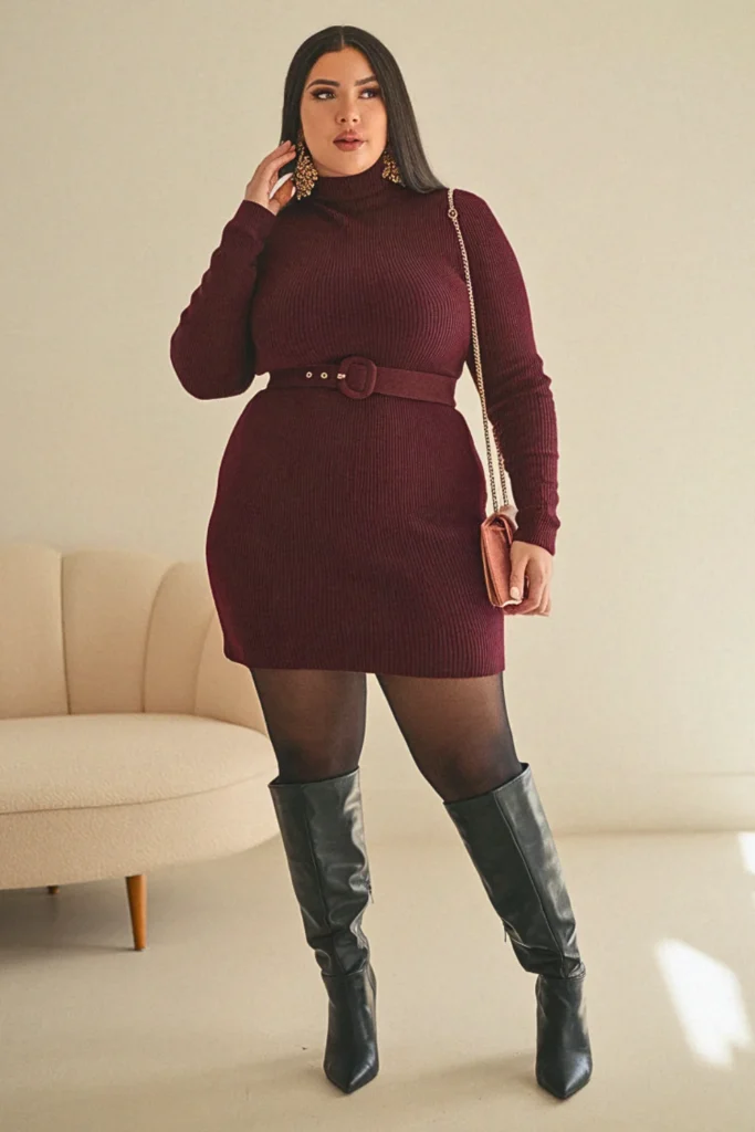 Plus Size Cute Sweater Dress Chic Fall Outfit