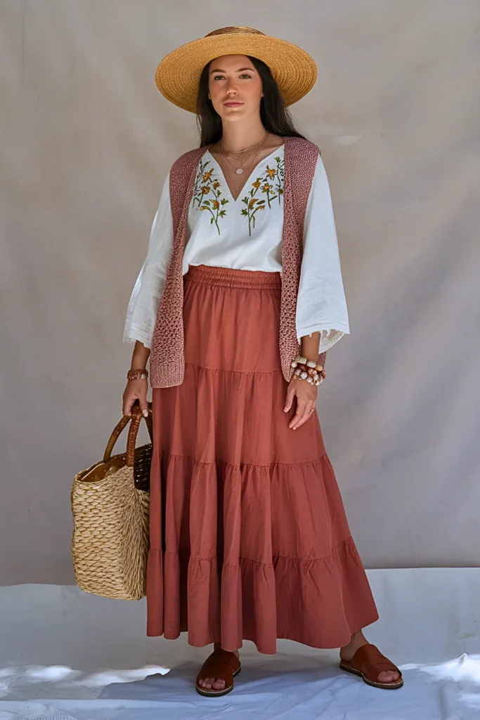 Modest Mediterranean Artisan Market Spring Outfit