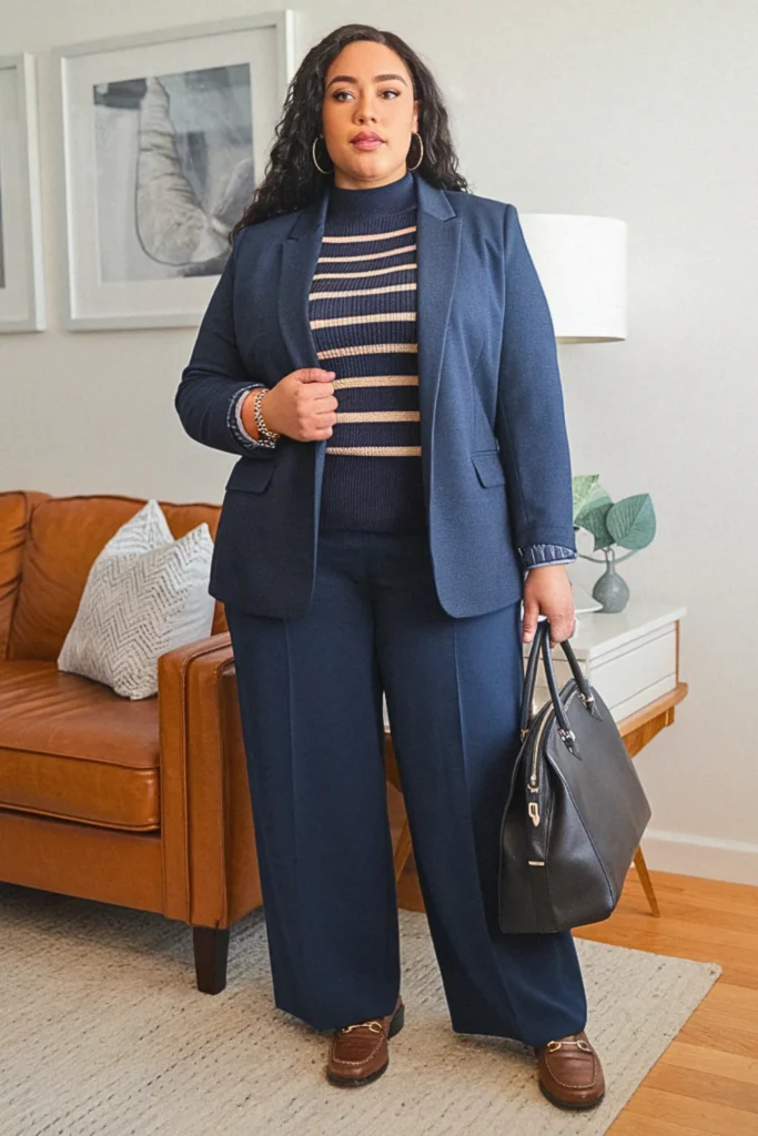 Plus Size Fall Sweater Blazer Hybrid Autumn Outfit