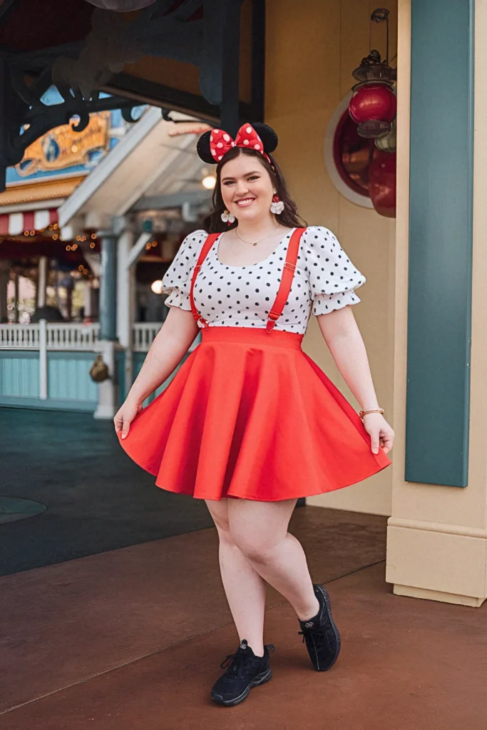 Plus Size Summer Minnie Suspender Skirt Disney Outfit
