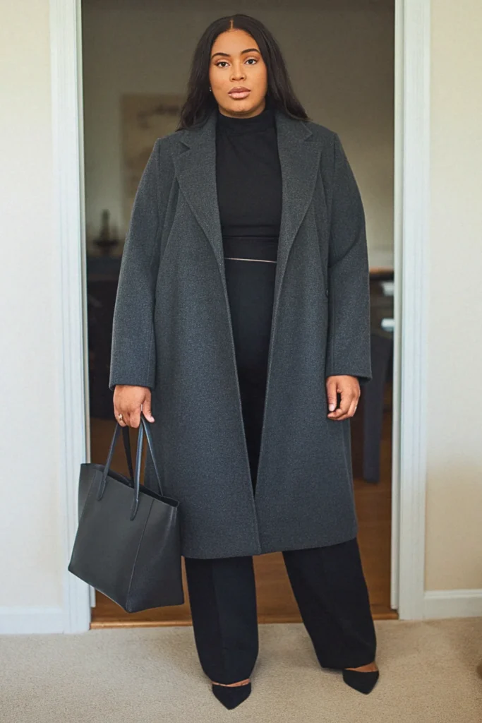 Plus Size Fall Wool Coat Minimalist Autumn Outfit