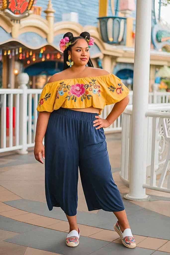 Plus Size Summer Encanto Floral Embroidered Disney Outfit