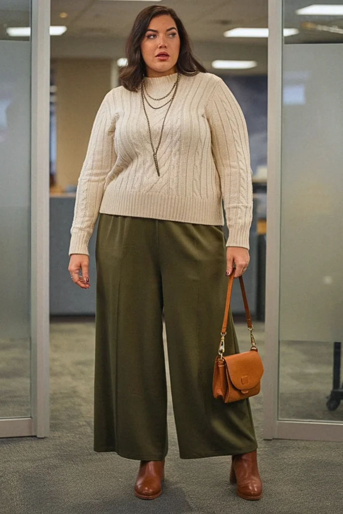 Plus Size Fall Textured Sweater Casual Work Outfit