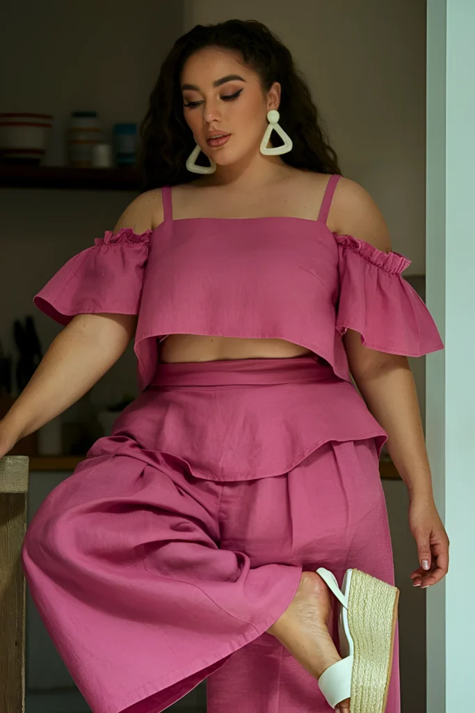 Plus Size Color-Drenched Gaucho Set Summer Outfit