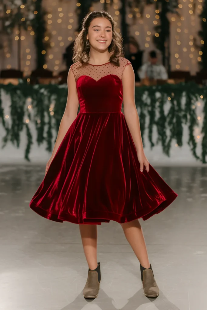 Middle School Winter Dance Ruby Red Party Dress