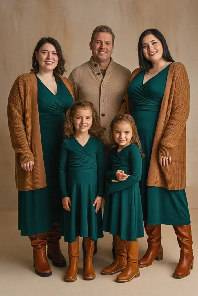 Plus Size Fall Emerald Green Wrap Dress Family Outfit