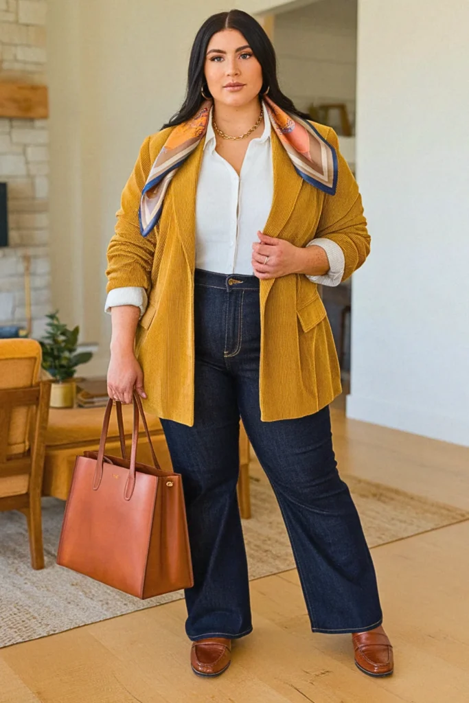 Plus Size Fall Corduroy Blazer Professional Nashville Outfit