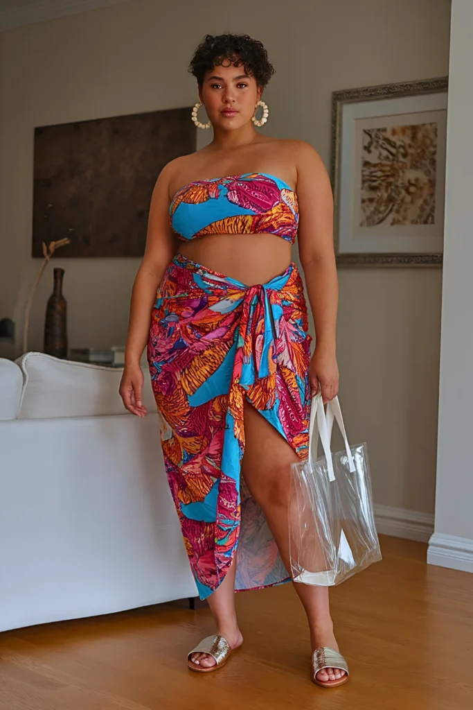 Plus Size Convertible Sarong Ensemble Summer Outfit