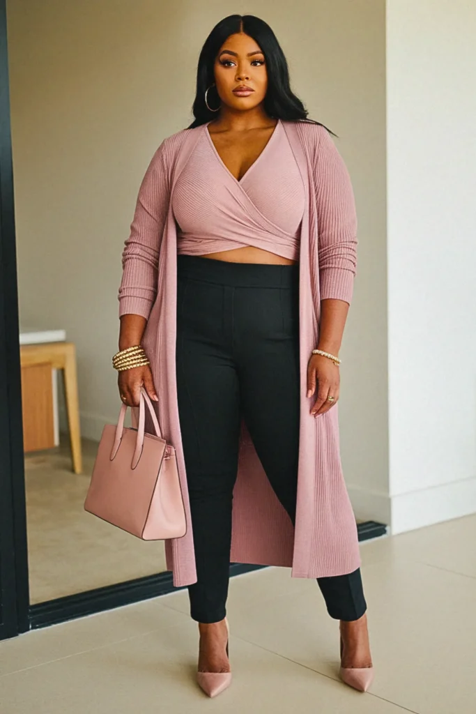 Plus Size Cute Cardigan Wrap Chic Fall Outfit