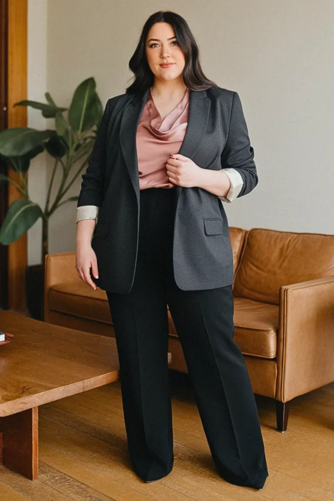 Plus Size Charcoal Gray Blazer Fall Outfit