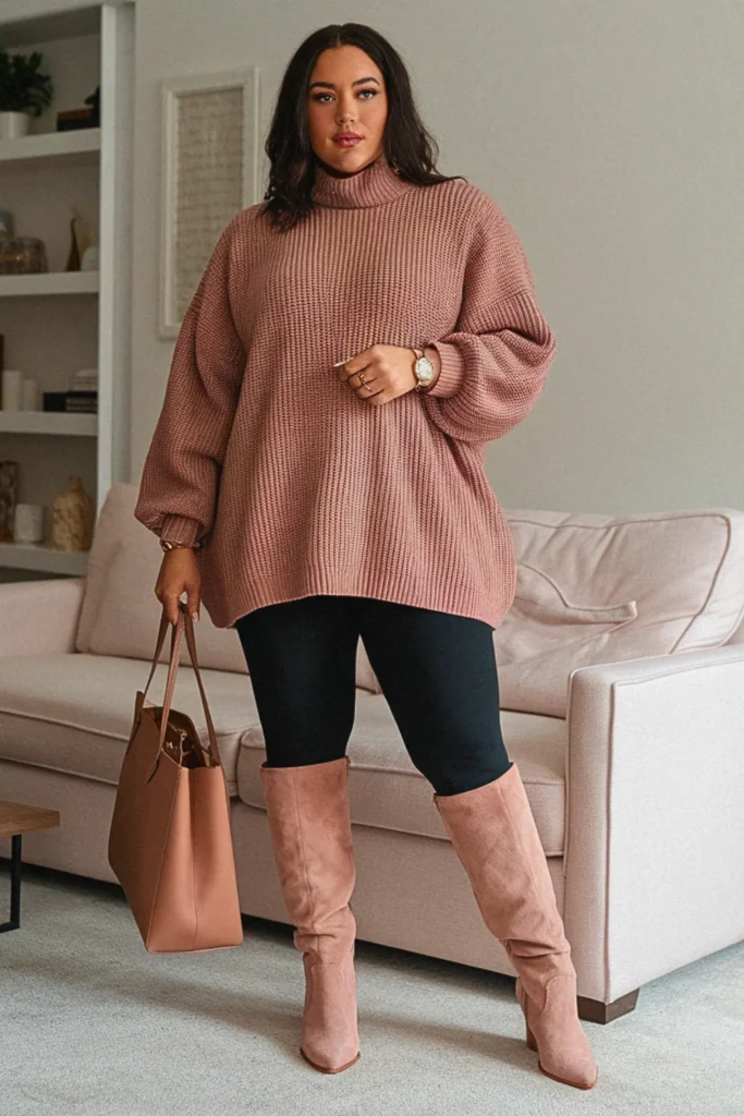 Plus Size Fall Tunic Leggings Boots Aesthetic Outfit