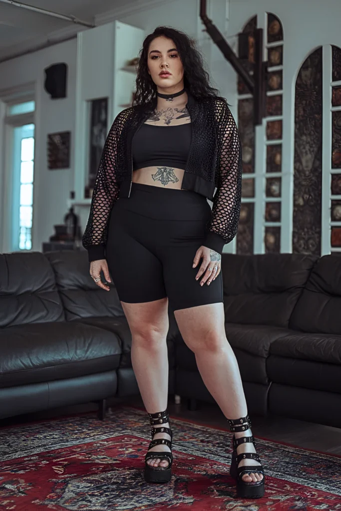 Plus Size Elevated Bermuda Set Summer Goth Outfit